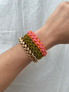 Bichou bracelet - Tissé rose & orange