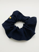 Chouchou en lin bleu marine