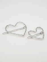 Barrette torsadée coeur - Valentine argentée (5 cm)