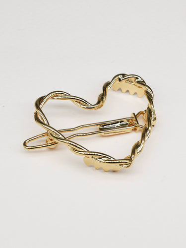 Barrette torsadée coeur - Little Valentine dorée (3,5 cm)