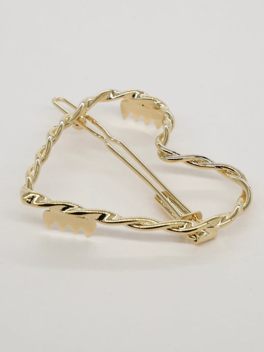 Valentine heart hair clip, gold (5 cm)