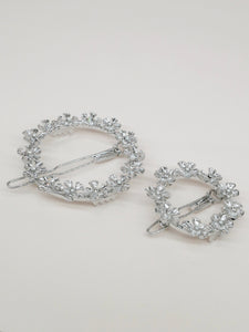 Round flower hair clip - Little Olivia silver plated (3.5 cm)