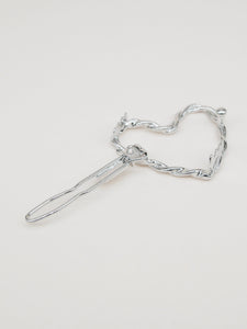 Twisted heart hair clip - Little Valentine silver plated (3.5 cm)