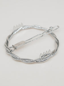 Twisted round hair clip - Valentina silver plated (5 cm)