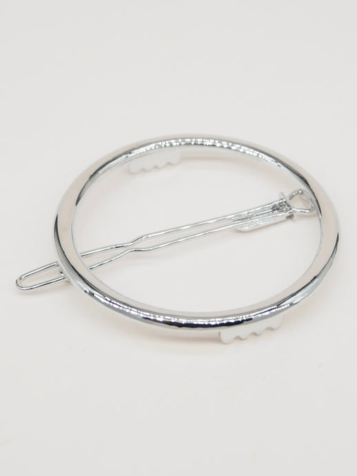 Round smooth silver hair clip - Alice (5 cm)