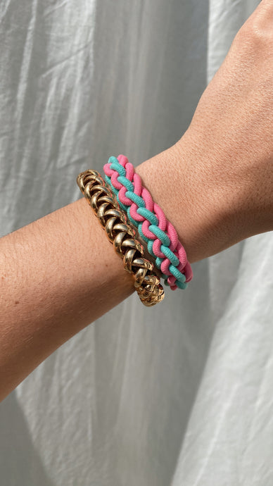 Bichou bracelet - Tissé turquoise & rose