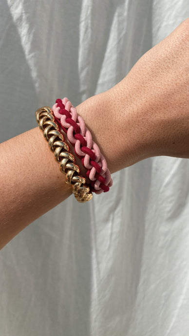 Bichou bracelet - Tissé rose & bordeaux