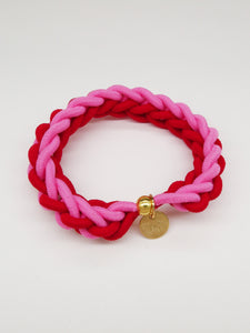 Bichou bracelet - Tissé rose & rouge