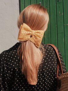 Barrette noeud broderie noire