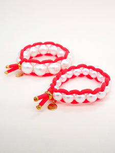 Bichou perles nacrées et élastique coloré (12 coloris)