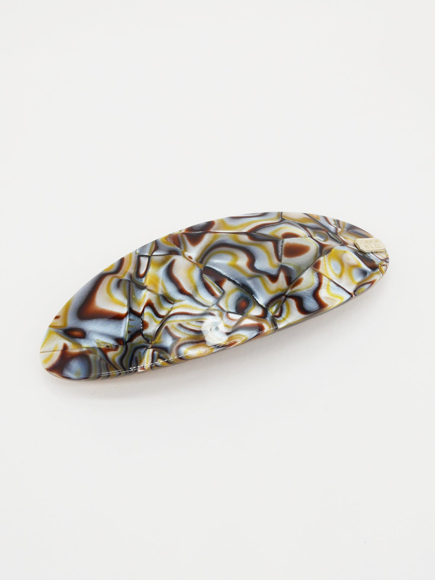 Barrette acétate ovale 10 cm (4 coloris)