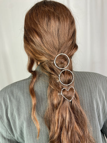 Barrette ronde lisse argenté - Alice (5 cm)