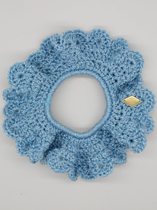 Blue sequined crochet scrunchie - Aline