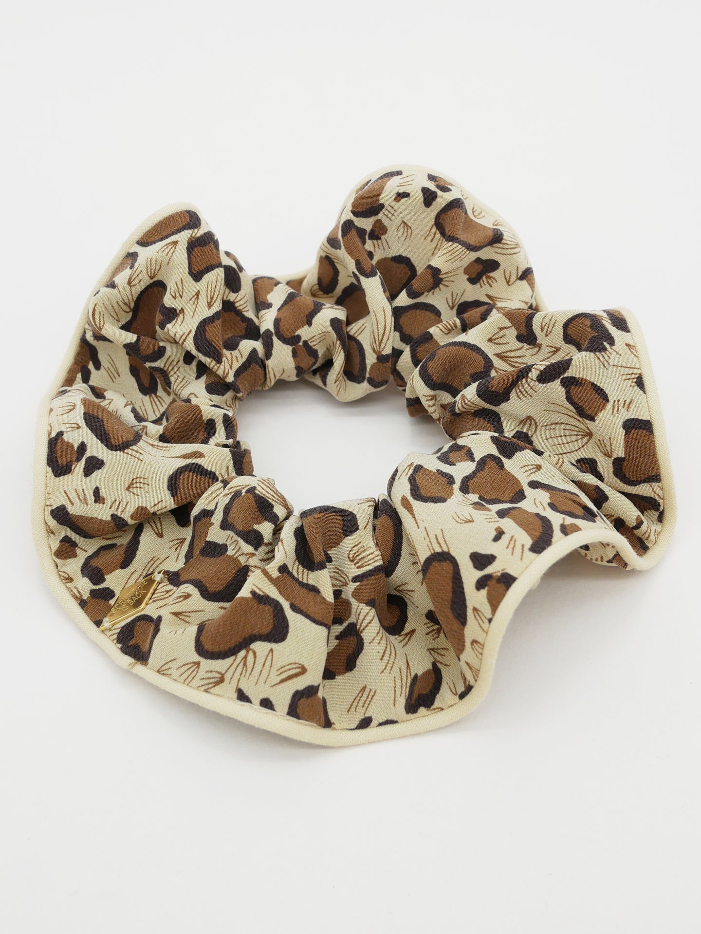 Blue and white tweed denim scrunchie