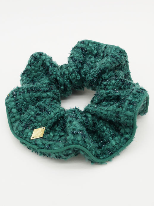 Chouchou en tweed vert sapin