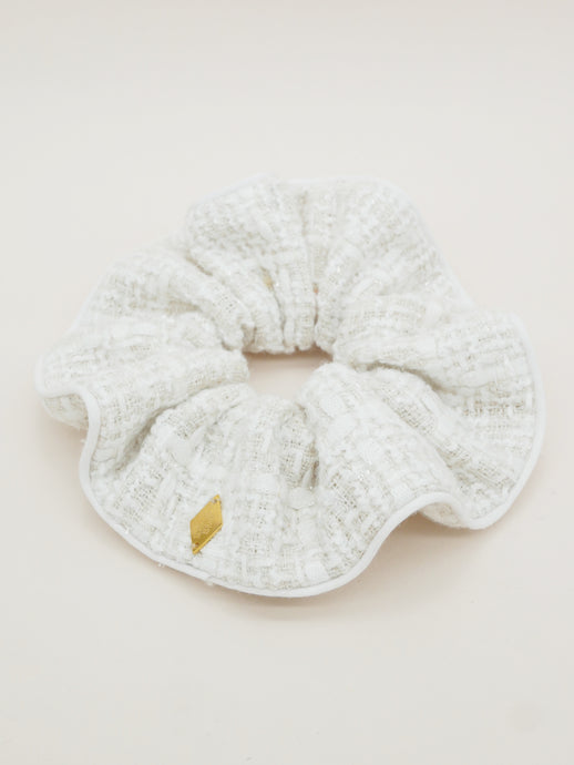 Chouchou en tweed blanc