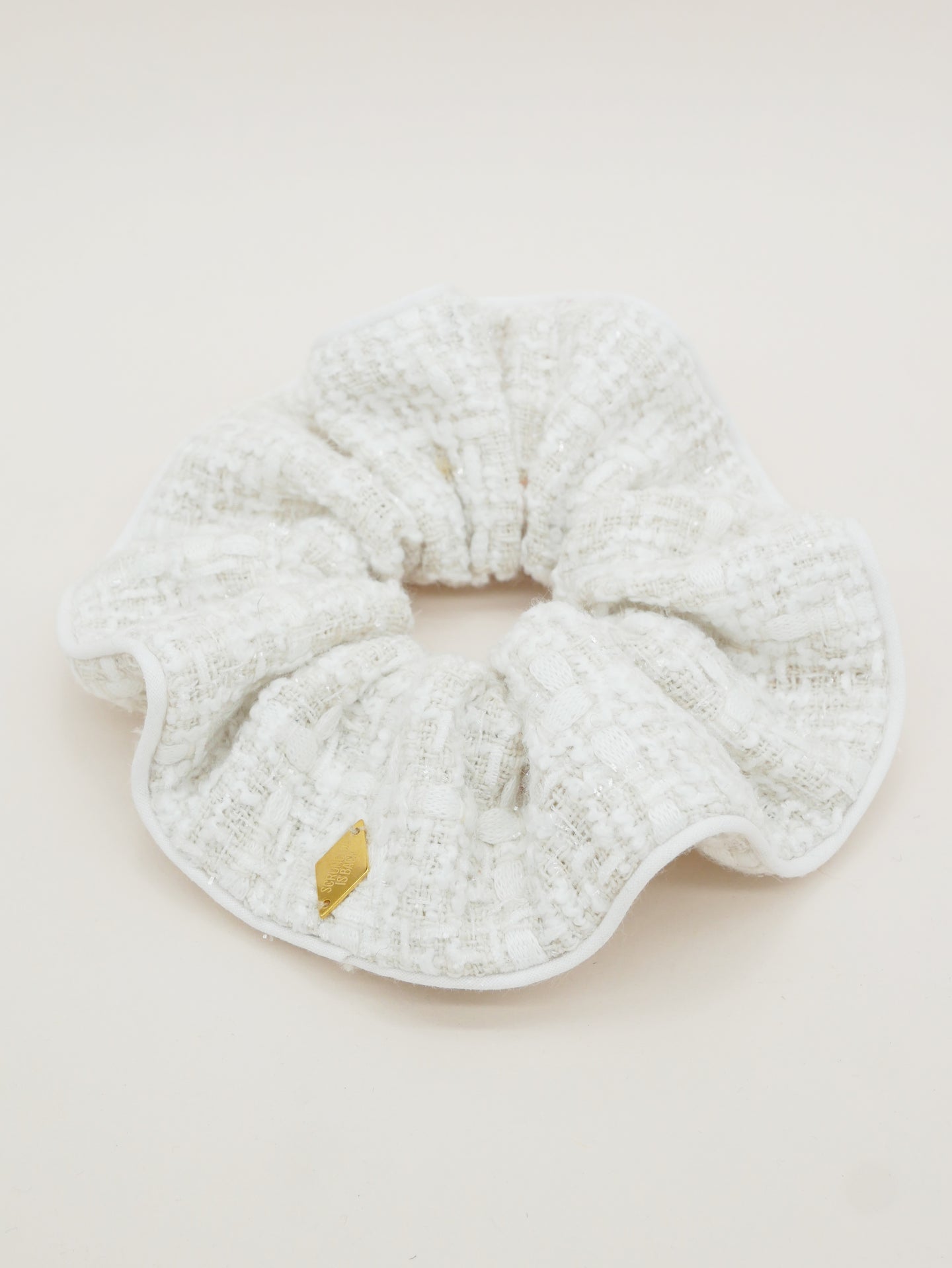 Chouchou en tweed blanc