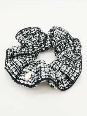 Chouchou en tweed noir et blanc