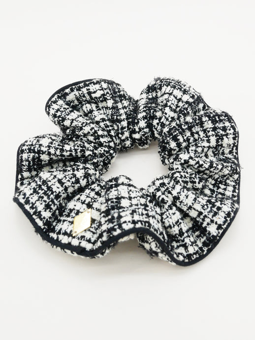 Chouchou en tweed noir et blanc