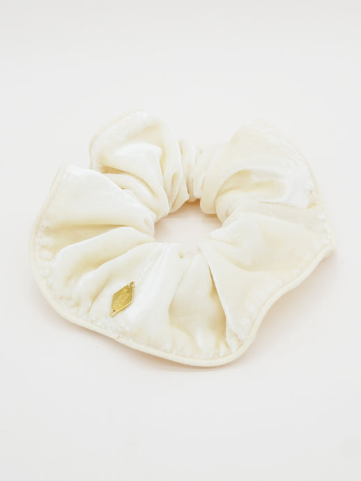 Chouchou en velours de soie écru