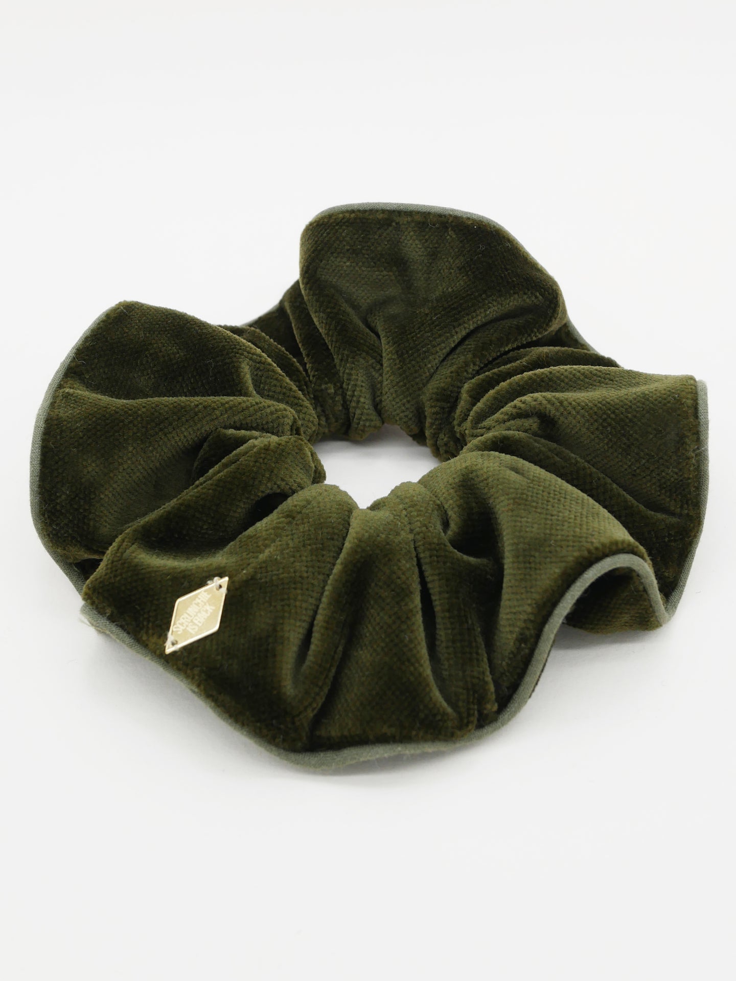 Chouchou en velours kaki