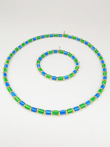 Bichou bracelet - Bleu, vert et doré