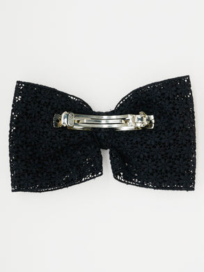 Barrette noeud broderie noire