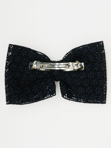 Barrette noeud broderie noire