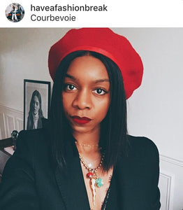 beret hair accessory fashion women paris vintage look fashion scrunchie red rouge
