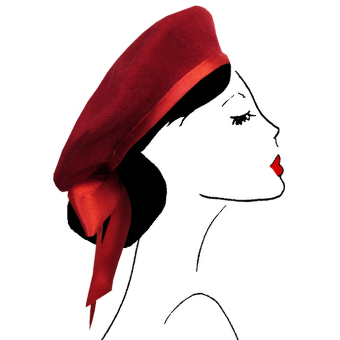 beret hair accessory fashion women paris vintage look fashion scrunchie red rouge