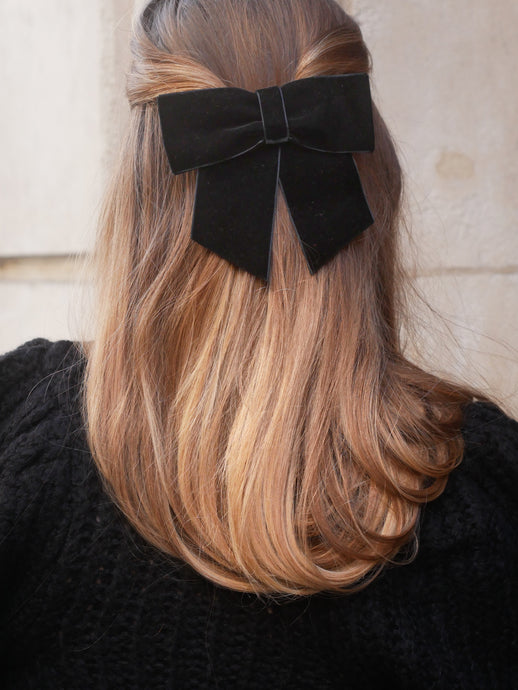 Barrette noeud Marion - Noir velours