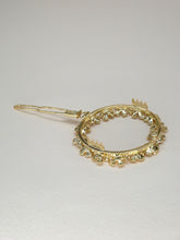 Barrette ronde fleurs - Olivia dorée (5 cm)