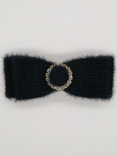 Barrette noeud bleu marine ornée de cristaux - Ornella