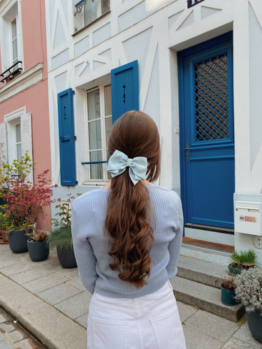 Barrette noeud Camille - Bleu ciel